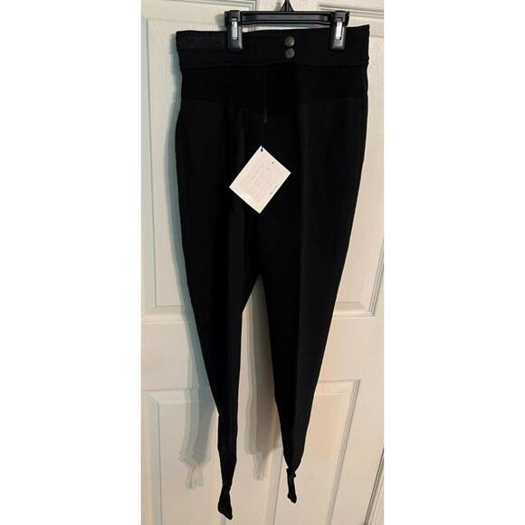 NEW ANCONA Skiwear Womens MODA BLACK Stretch Ski Pants Size 6R Stirrups ITALY